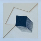 Variation dynamique du cube 3 - 1999<br><span>Crayon et collage (carton et papier abrasif) sur papier, 30 x 30 cm</span>